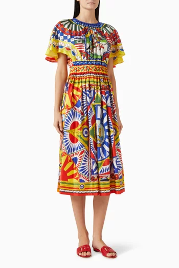 Caretto-print Midi Dress in Silk