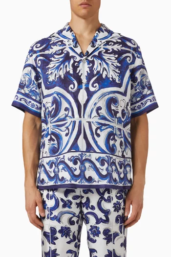 Maiolica-print Hawaii Shirt in Linen
