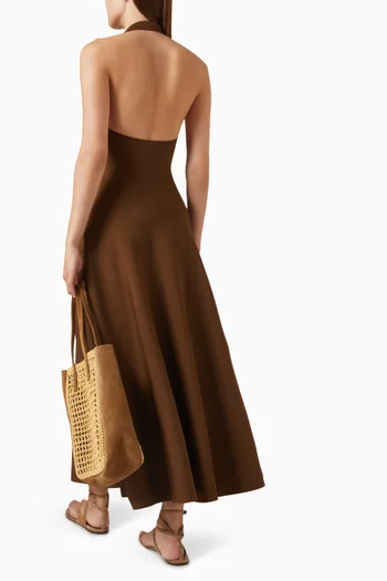 فستان ميلينا متوسط الطول بحمالة حول الرقبة مزيج فيسكوز