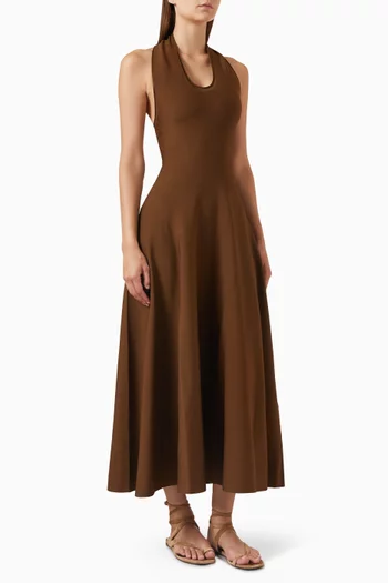 فستان ميلينا متوسط الطول بحمالة حول الرقبة مزيج فيسكوز