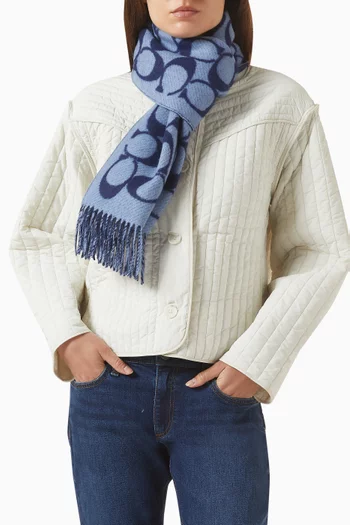 Signature C Muffler Scarf in Wool-twill