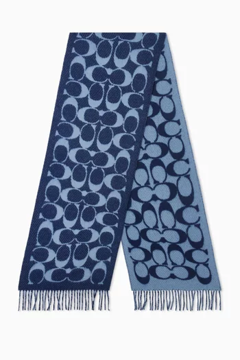 Signature C Muffler Scarf in Wool-twill