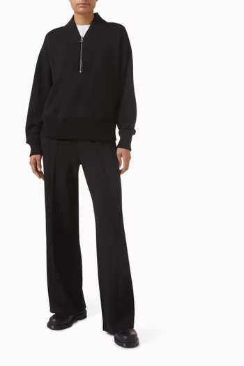 بنطال بقصة ساق واسعة بطول 30‏ بوصة قماش دابل سوفت