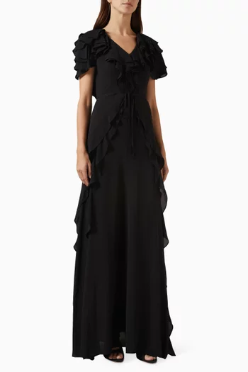 Ruffled-trim Maxi Dress