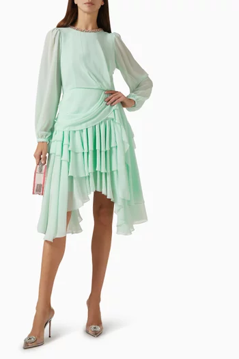 Ruffled-skirt Midi Dress