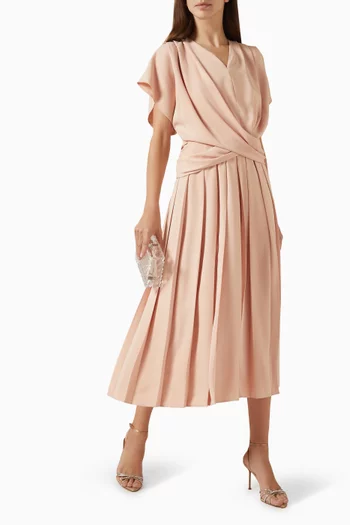 Self-tie Belt Midi Dress