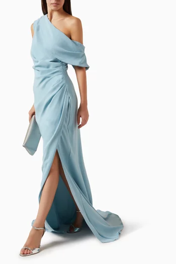 فستان سهرة ايزادورا بكتف مكشوف كريب