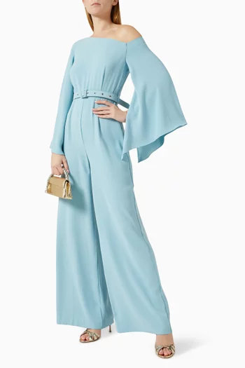 Elinor Belted Jumpsuit in Crepe