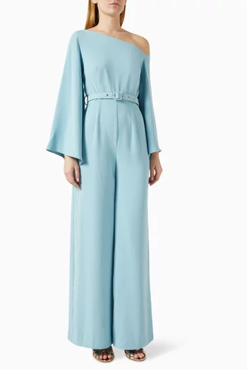 Elinor Belted Jumpsuit in Crepe