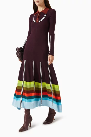 Ribbed Polo Midi Dress in Knit