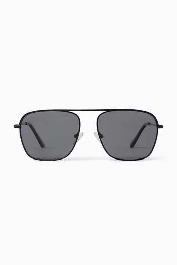 Victor Aviator Polarized Sunglasses in Stainless Steel