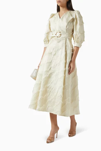 فستان متوسط الطول بحزام