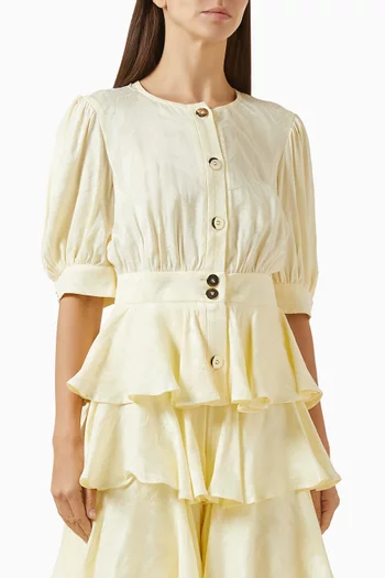 بلوزة بتصميم جرس بأزرار