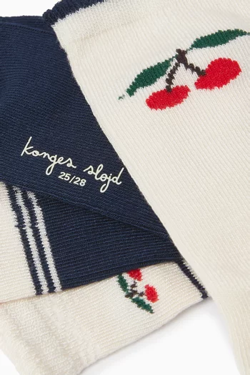 Cherry Jacquard Socks in Bamboo-blend, Set of 2