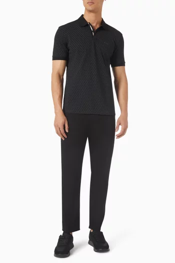 Printed Pattern Polo Shirt in Cotton Pique