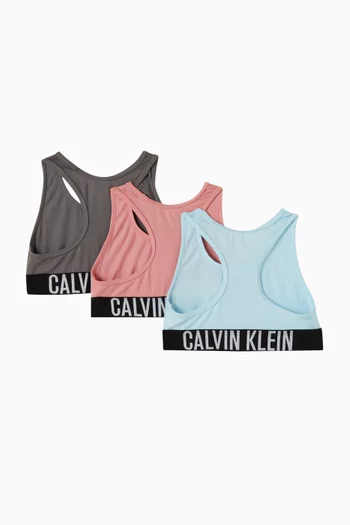 طقم حمالات صدر بشعار الماركة قطن مطاطي، 3 قطع