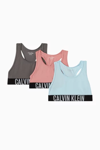 طقم حمالات صدر بشعار الماركة قطن مطاطي، 3 قطع