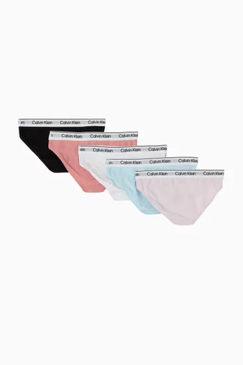 طقم سراويل داخلية بشعار الماركة قطن مطاطي، 5 قطع