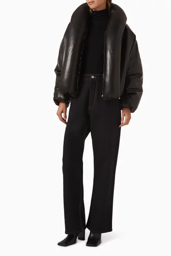 Knit Loose-fit Pants in Denim