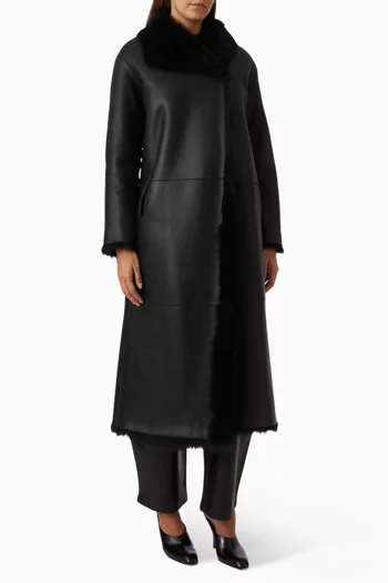 Birthday Draped Coat in Shearling