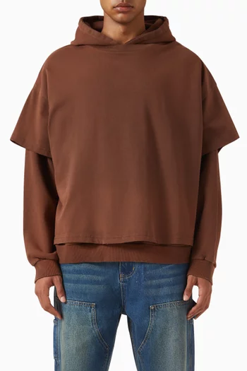 كنزة بغطاء رأس بطبقتين قطن