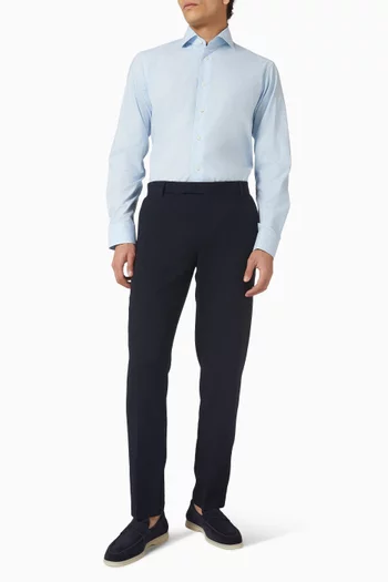 قميص بنقشة مربعات قطن تويل