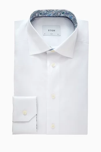 Solid Paisley Effect Shirt in Signature Twill