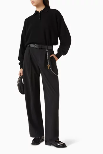 تي شيرت بولو بشعار الماركة مزيج صوف