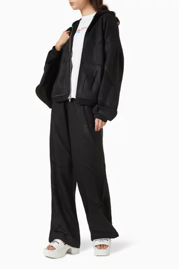 بنطال رياضي بتصميم على الخصر قماش تيري مجعد