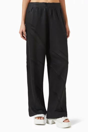 بنطال رياضي بتصميم على الخصر قماش تيري مجعد