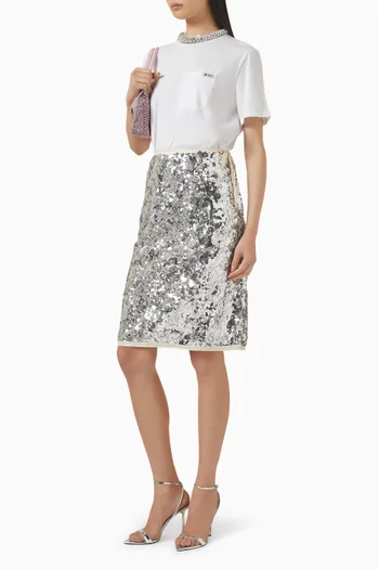 تي شيرت بياقة مطرزة بأحجار الراين جيرسيه