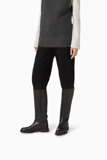 Knee-high Flat Boots in Leather