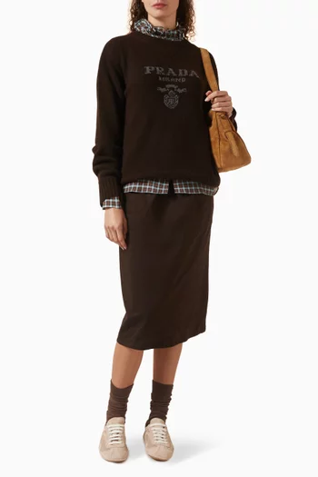 سترة بشعار الماركة مزيج صوف بكر