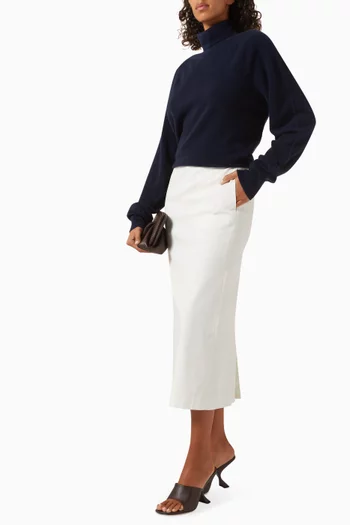 سترة بياقة عالية منسوجة من كشمير