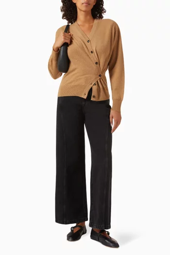 بنطال جينز مقسم لأجزاء وقصة ساق واسعة دينم