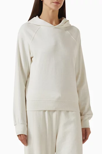 سويت شيرت بغطاء رأس بقصة قصيرة قطن