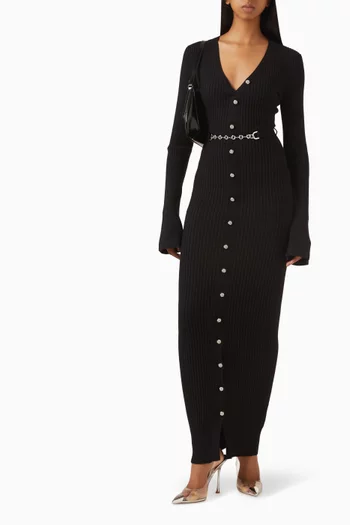 Assia Chain Belt Maxi Dress in Knit