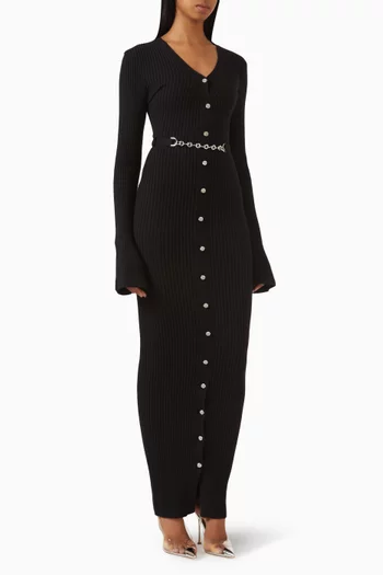 Assia Chain Belt Maxi Dress in Knit