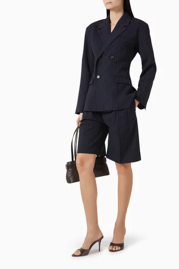 Pinstripe Double-pleat Tailored Shorts