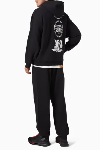 كنزة بغطاء رأس وطبعة قطن