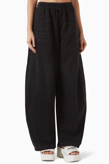 Wide-leg Sweatpants in Brushed-denim
