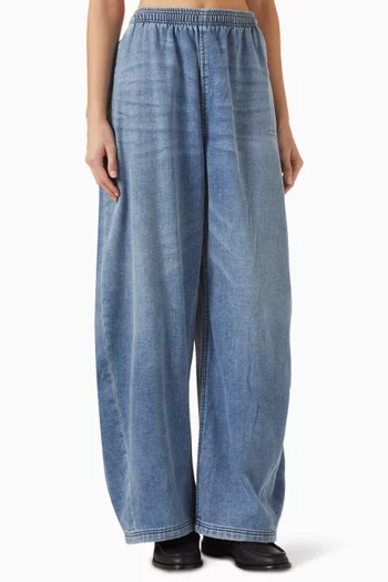 Wide-leg Sweatpants in Brushed-denim