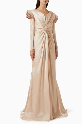 فستان سهرة بعقد مطرزة