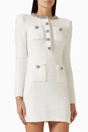 Crystal-trim Mini Dress in Knit