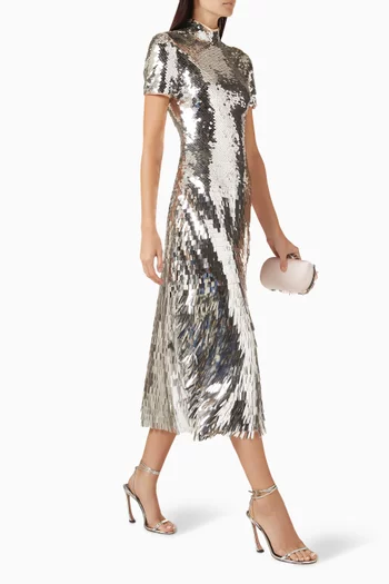 Gradient Sequin-embellished Midi Dress
