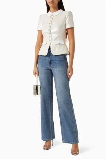 بلوزة بقصة مريحة مطرزة بالترتر