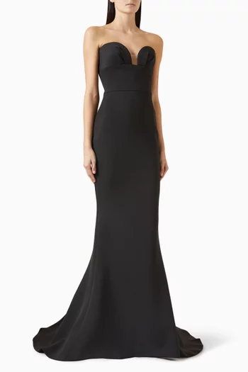 فستان سهرة بقصة حورية البحر بدون حمالات قماش سكوبا