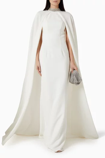 Embellished Cape Gown