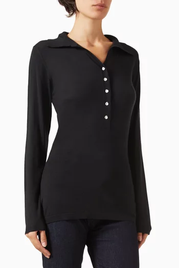 بلوزة أوستن منسوجة حرير وصوف