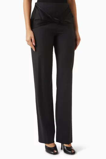 بنطال أنابيل بقصة ساق مستقيمة مزيج صوف